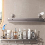 étagère salle bain argentée perforée moderne adhésive crochets multifonctionnelle 30cm 40cm 50cm