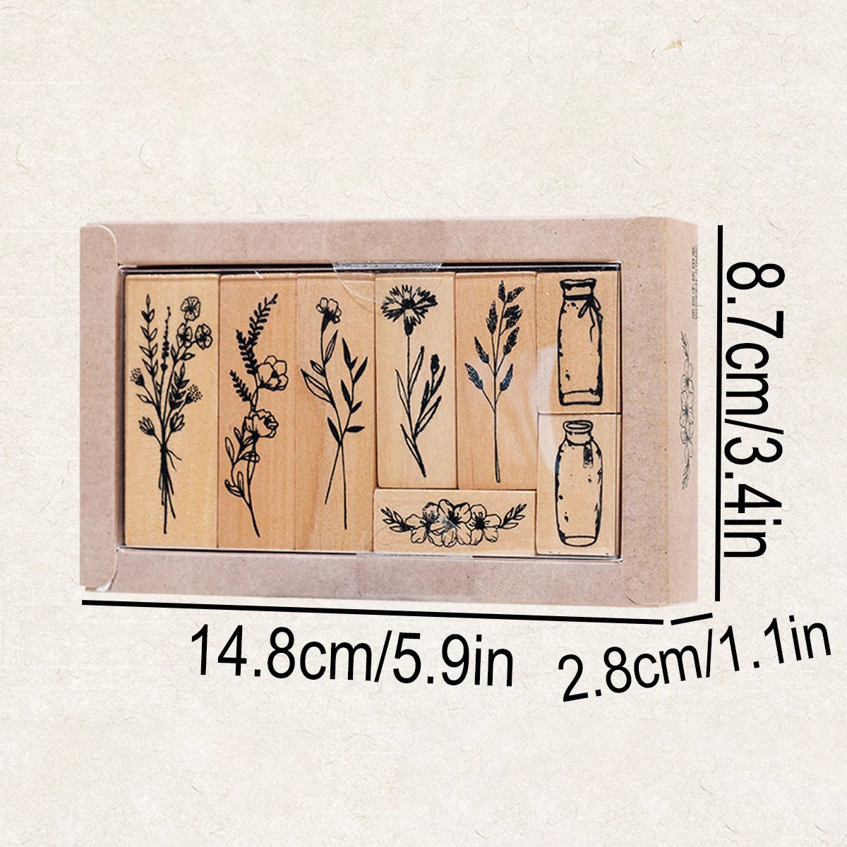 tampons bois motifs floraux vintage cartes decoratives agenda etiquettes collection romantique package adhésif