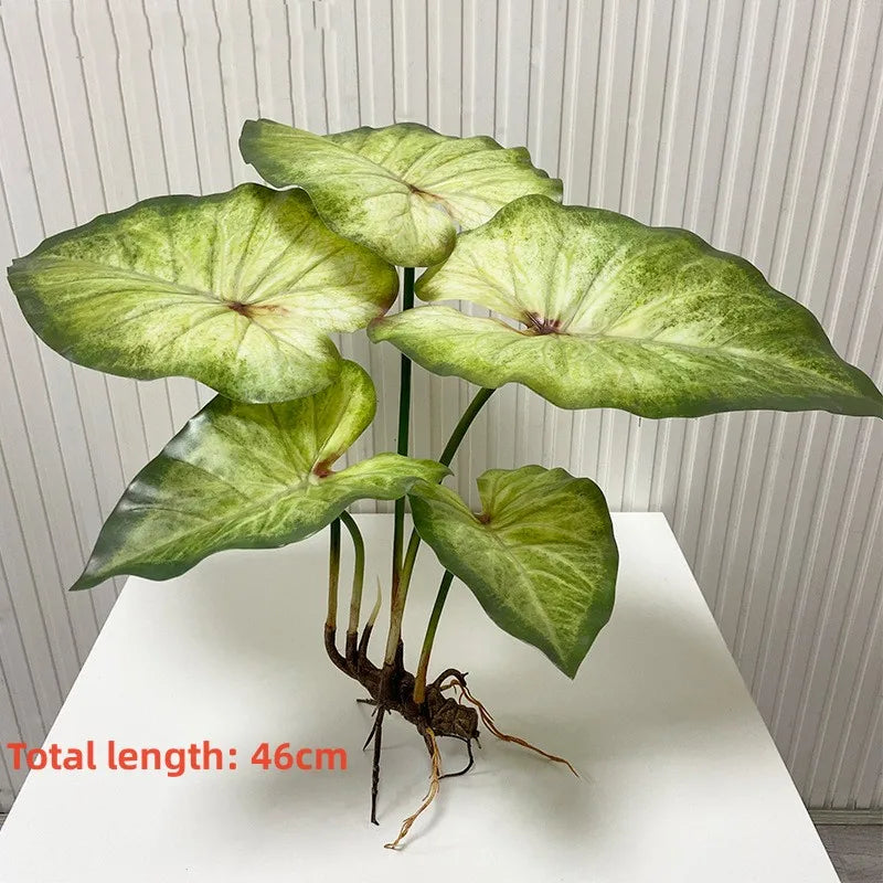 décoration murale moderne plante artificielle feuilles vertes racines apparentes salon chambre coucherextérieur