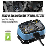 lampe frontale rechargeable bleu tissu hexagonal camping pêche biking hiking usb