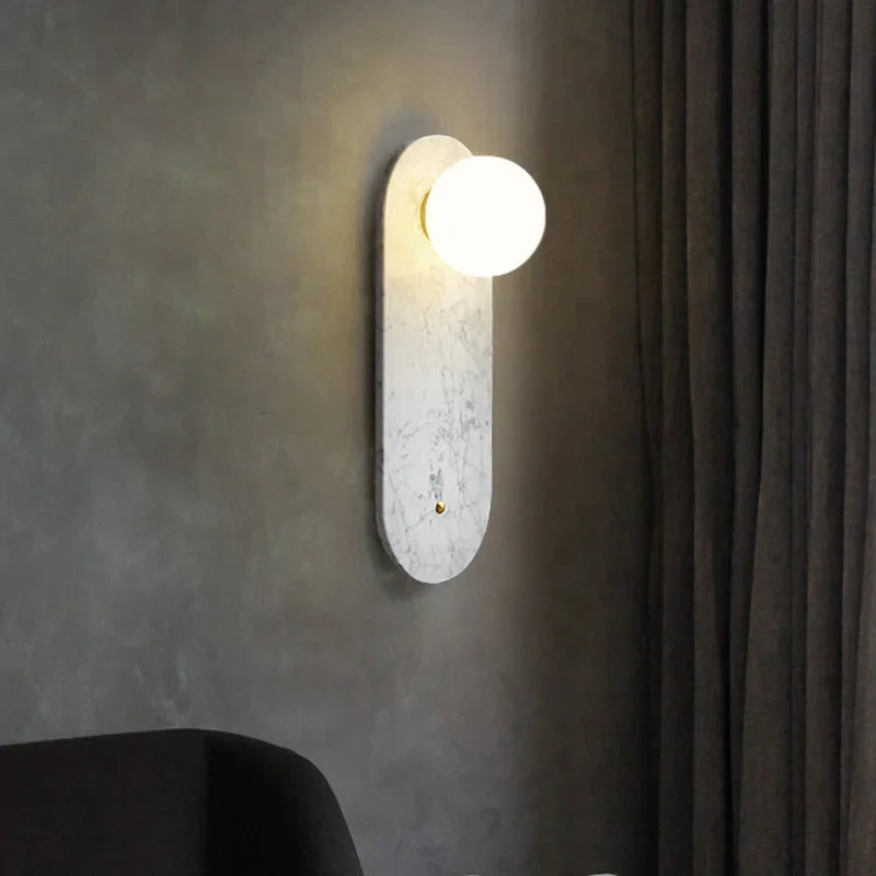 lampe murale marbre moderne vert gris blanc ampoule 14x32cm