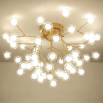 Suspension moderne or boules translucides 54 ampoules led grande taille chambre salon
