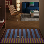tapis bleu vert marron moderne rayures horizontales résistant rides extérieur salon 40x60cm 50x80cm