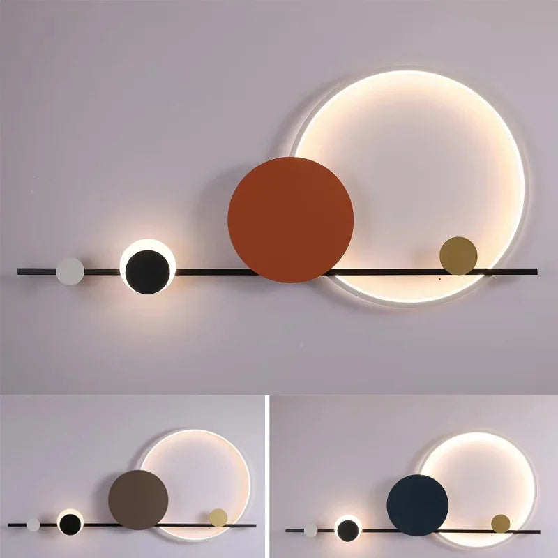 applique murale moderne minimaliste blanc noir marron doré circulaire mat opaquet led 3000k flux