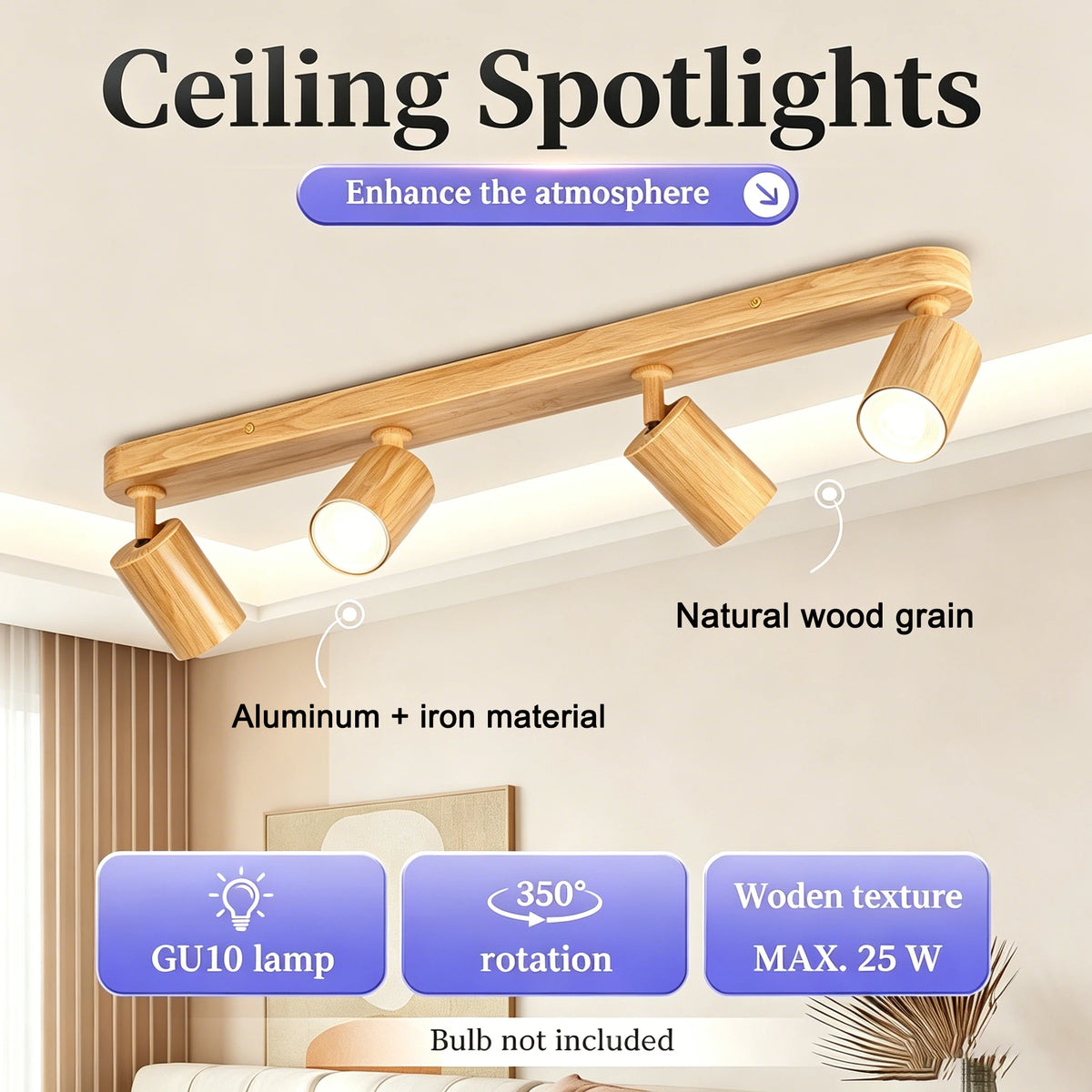 spot effet bois grain moderne gu10 led 249 2000 lumens alimentation ac 85 265v