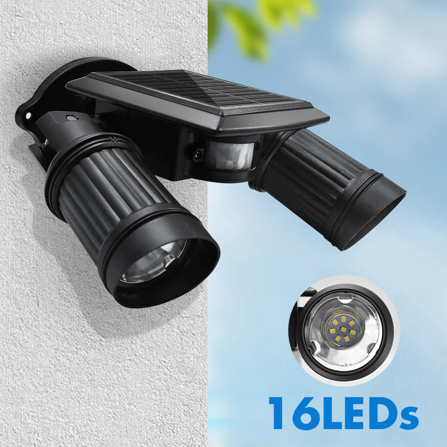 projecteur solaire détecteur mouvement éclairage extérieur sécurité réglable étanche led moderne adhésif panneau solaire