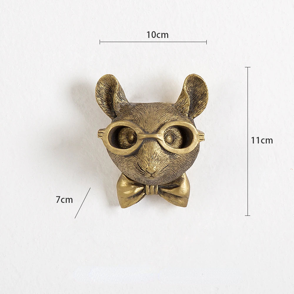 pendentif tête cerf doré résine décorative moderne fourrure chaîne accessoire mur fixations