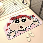 tapis bain absorbant eau rapide sec cartoon personnages shin chan géométrique bulles antidérapant