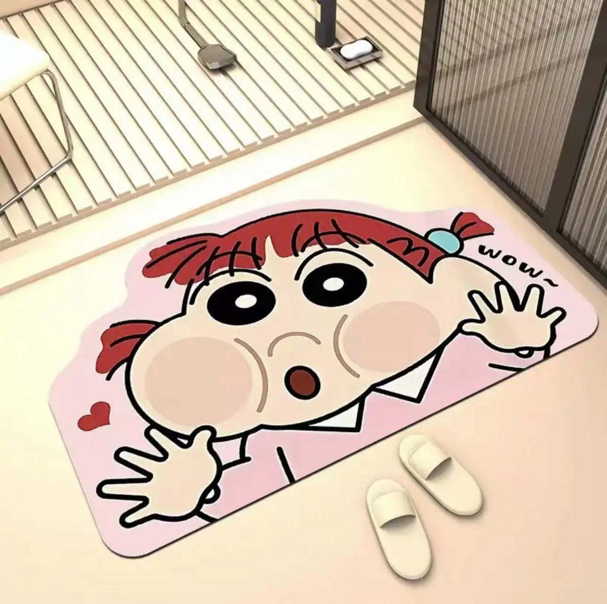 tapis bain absorbant eau rapide sec cartoon personnages shin chan géométrique bulles antidérapant
