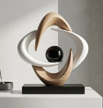 sculpture moderne résine abstraite couleur beige blanc noir ornement décoration intérieure unique minimaliste