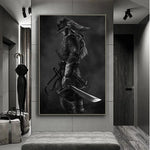 toile d'art samouraï noir blanc contemporain clips décoration intérieure affiche photo murale sans cadre