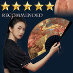 éventail traditionnel artisanal peinture artistique motifs floraux ruban décoratif couleurs vives
