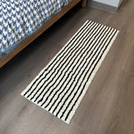 tapis moderne coton rayures blanc vert beige salle bain antidérapant absorbant machine lavable