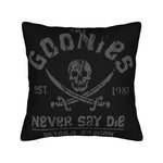 taie d'oreiller crâne goonies sabres vintage noir zip invisible 18x18in polyester lit