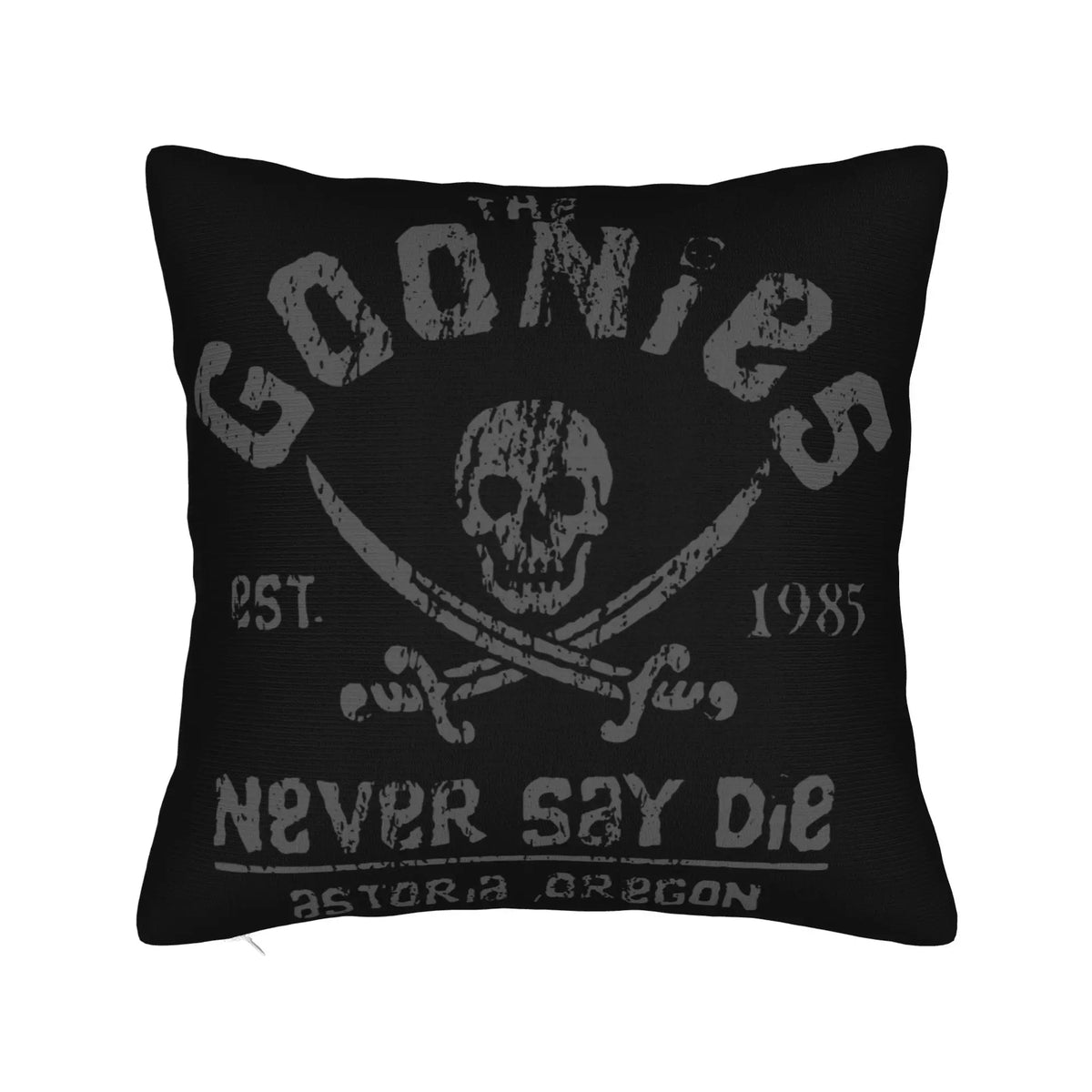 taie d'oreiller crâne goonies sabres vintage noir zip invisible 18x18in polyester lit