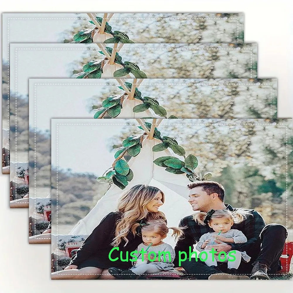 set table personnalisable photo famille motifs floraux blanc orange noël halloween modernes 30x40cm