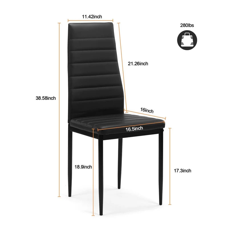 chaises manger cuir synthétique table verre moderne noir gris minimaliste