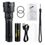 lampe torche rechargeable led noire intense 6000k 3800lm durable outdoor camping fishing