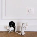 lampe poser souris blanc doré contemporaine humoristique transparent ampoule câble électrique