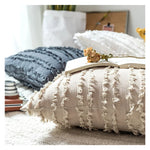 taies d'oreiller coton rayées beige clair 30x50cm 45x45cm boho chic ornemental voiture maison