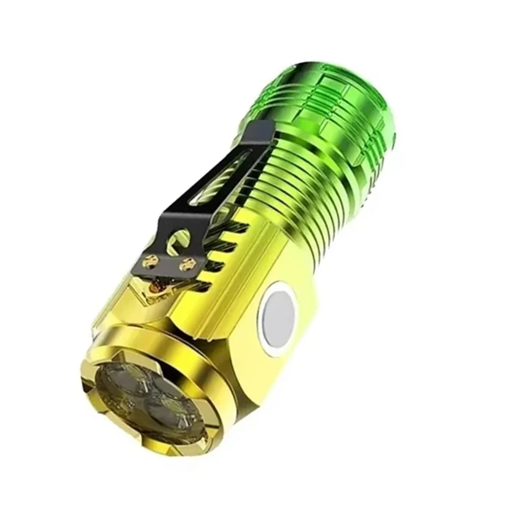 lampe torche rechargeable led verte moderne résistante chocs clip usb