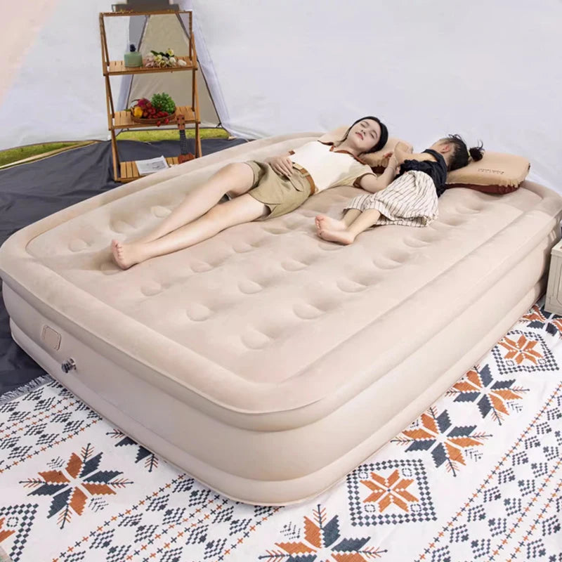 matelas gonflable air épais 13 pouces beige clair tapis sol moderne pompe électrique sac