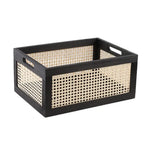 paniers rangement bois tressé brun foncé poignées rangement organisation respectueux environnement
