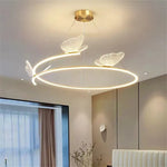 suspension lumineuse papillons blanc doré moderne minimaliste led chambre salonhôtel