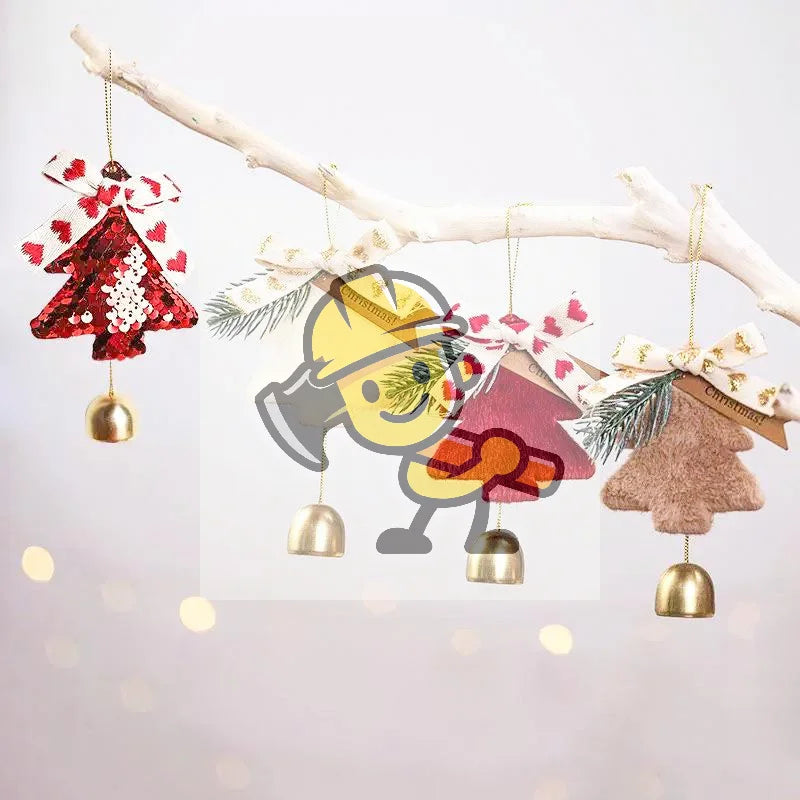 décoration noël cloche chaîne métal rouge beige blanc sequins velours tissu traditionnel merry christmas