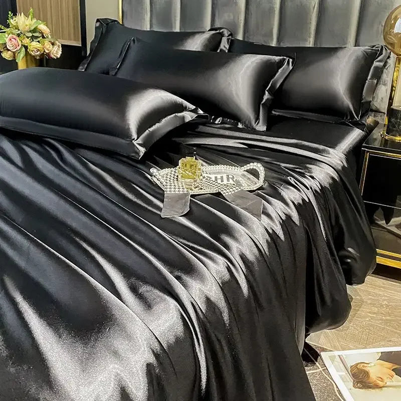 Parure de lit nordique en couleur beige dans une chambre décorée