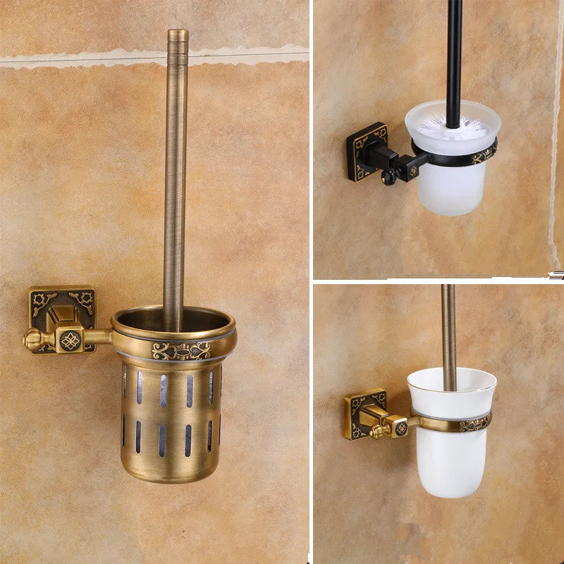 porte brosse wc bronze ornements floraux brosse aluminium pot rangement classique plaque noir