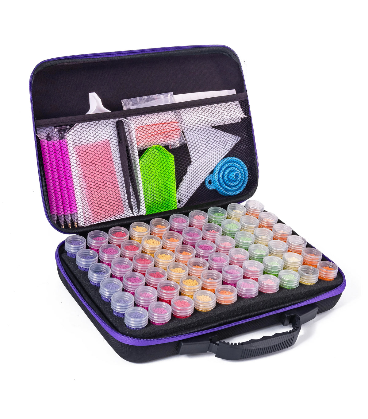 kit creation artisanale noir violet texture mat pratique portable poignée pinceaux fouille pliable