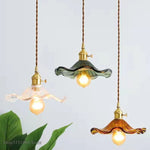 pendant lumiere suspendue vintage fil blanc laiteux vert marron ambré