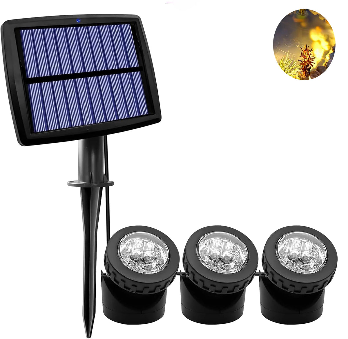 projecteurs solaires led spots extérieurs automatiques submersibles jardin modernes noirs