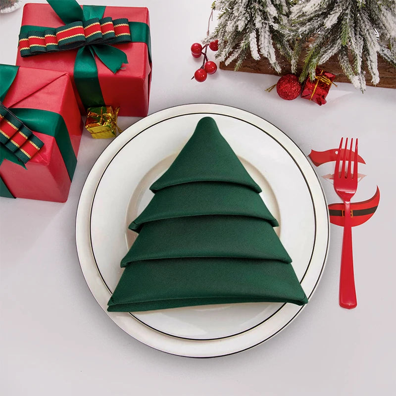 serviette table noël rouge vert coton décor cuisine salle manger pliable 40x40cm classique
