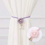 accessoires rideau fleurs cordon tressé rose violet beige blanc vert marronclair