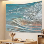 tapisserie murale moderne ondes mer bleu gris scintillement salon chambre 120x180cm
