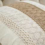 taie d'oreiller patchwork rayures beige rustique fermeture glissière 45x45cm polyester sans rembourrage
