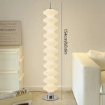 lampe sol moderne blanc rayures horizontales base circulaire contemporain éclairage d'intérieur led sans fil