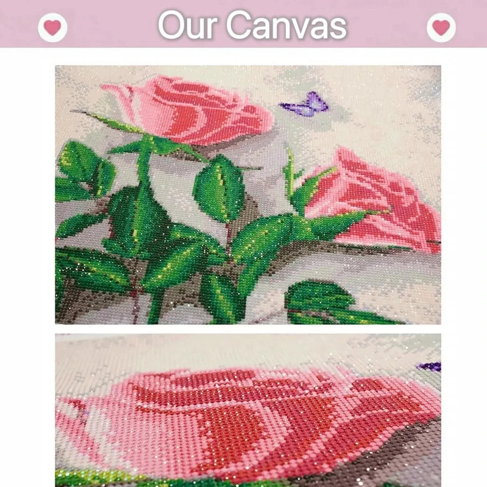 toile diamant fleurs tournesols roses papillon artisanal peinture acrylique instructions outils