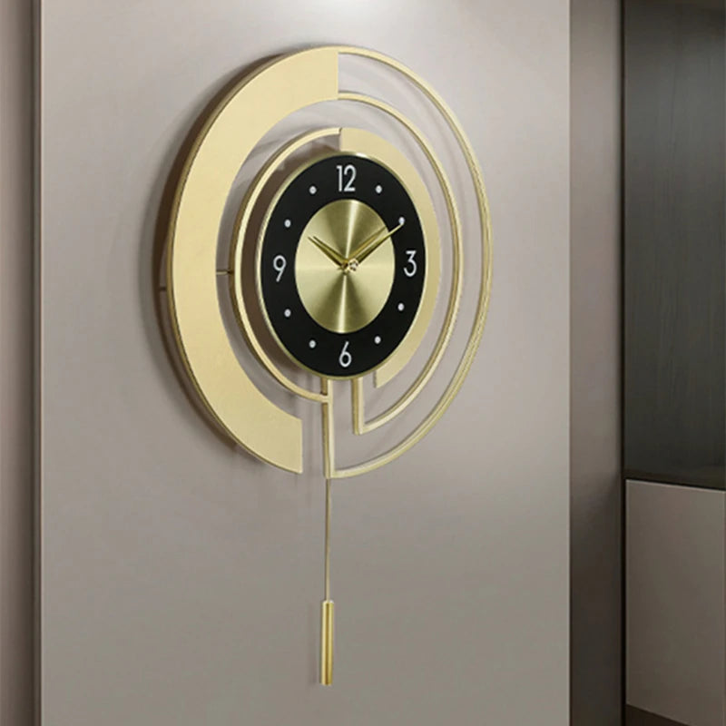 Horloge murale moderne noire avec pendule