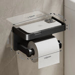 porte serviettes moderne porte papier toilette étagère rangement aluminium gris salle bain adhésif minimaliste