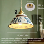 lampe suspendue vintage blanc bleu motif floral ajustable cuisine chambre