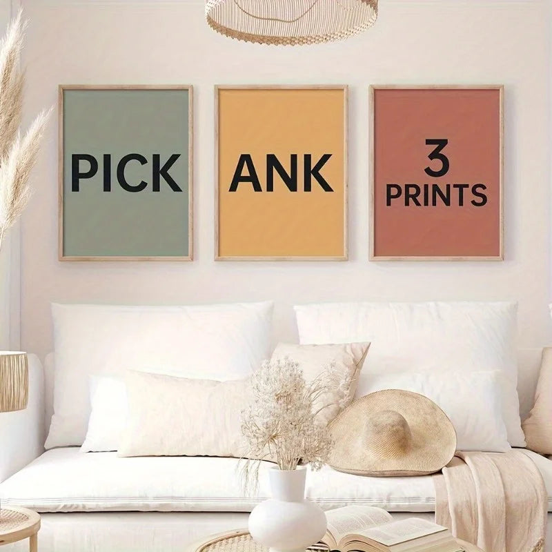 tableaux personnalisés modernes combinaison trois images couleurs festives décoration mur minimaliste