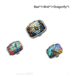 boîtes pilules compartiments bouton fermure artisanal motif abeille floral géométrique