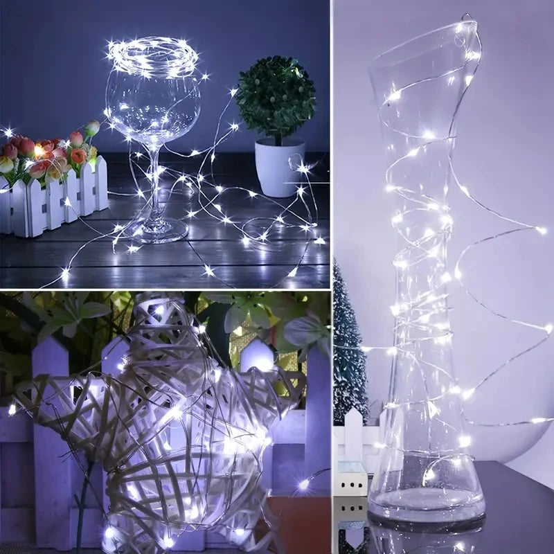 guirlande lumineuse fil cuivre led blanc chaud clips moderne étanche chambre vacances decoration