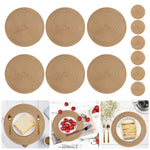 tapis table classique tissage rond marron clair respectueux environnement 34cm diamètre assiette fourchette couteau