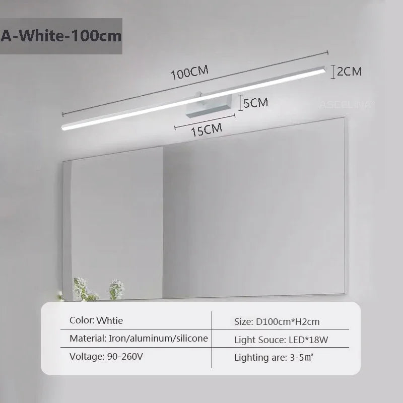 lampe murale moderne miroir intégré éclairage cuisine salle bain led 40 60 80 100cm