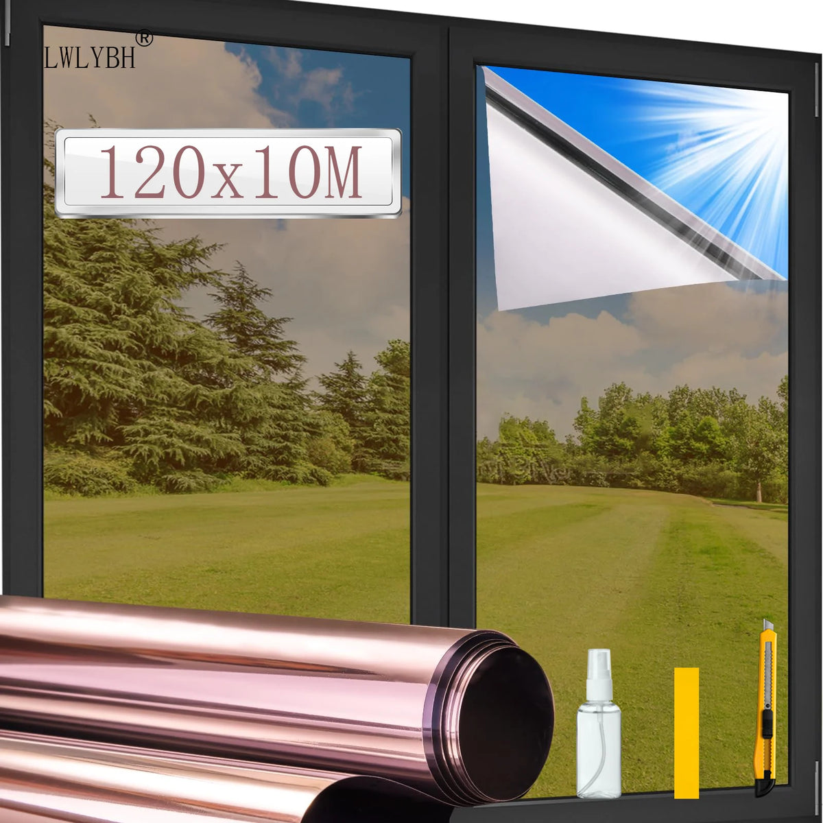 film fenêtre autocollant opaque protection thermique uv décoratif miroir rose doré noir isolation moderne