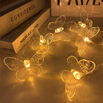 guirlande lumineuse papillons féeriques bleu rose orange vert transparents décoration mariage anniversaire fête chambre